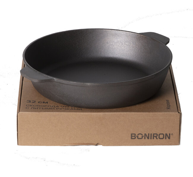 Жаровня-сотейник чугунная Boniron 34 см  с чугунной крышкой