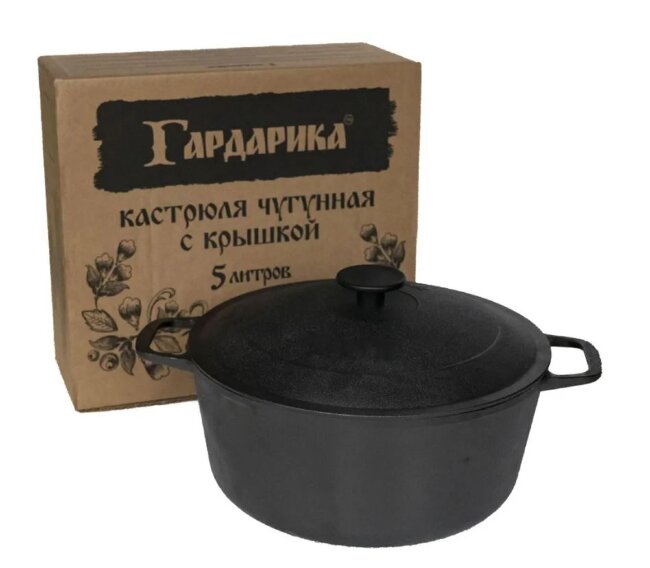 Кастрюля чугунная с крышкой Гардарика 5 л    