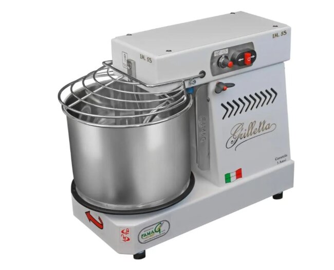 Тестомес спиральный Famag Grilletta IM5/230 реверс, 10 скоростей, съемная дежа, однофазный спиральный миксер с высокой гидратацией 95% для тяжелого теста, Италия