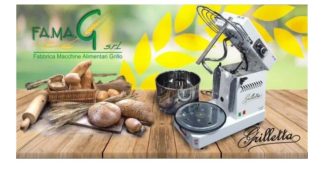Тестомес спиральный Famag Grilletta IM10/S/230 для крутого теста 10 кг, 10 скор. с откидной траверсой 