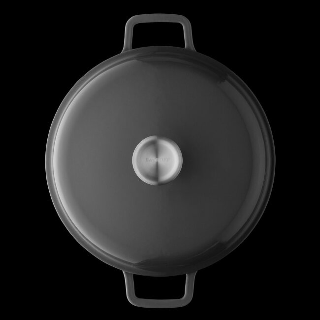 Кастрюля чугунная овальная с крышкой BergHoff Gem 4,4 л серая Кастрюля чугунная овальная с крышкой BergHoff Gem 4,4 л серая
